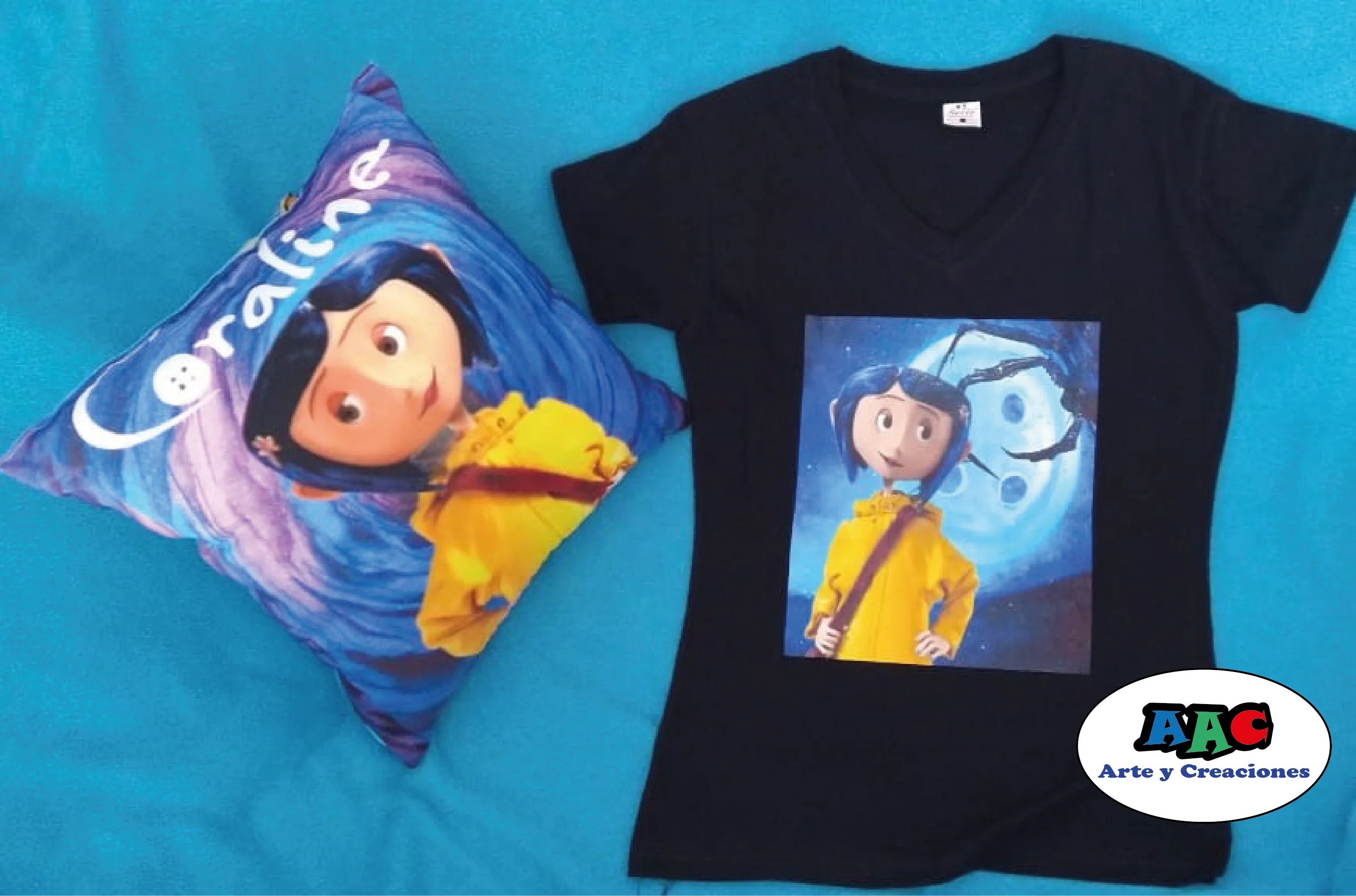 Camiseta y cojín personalizado Coraline